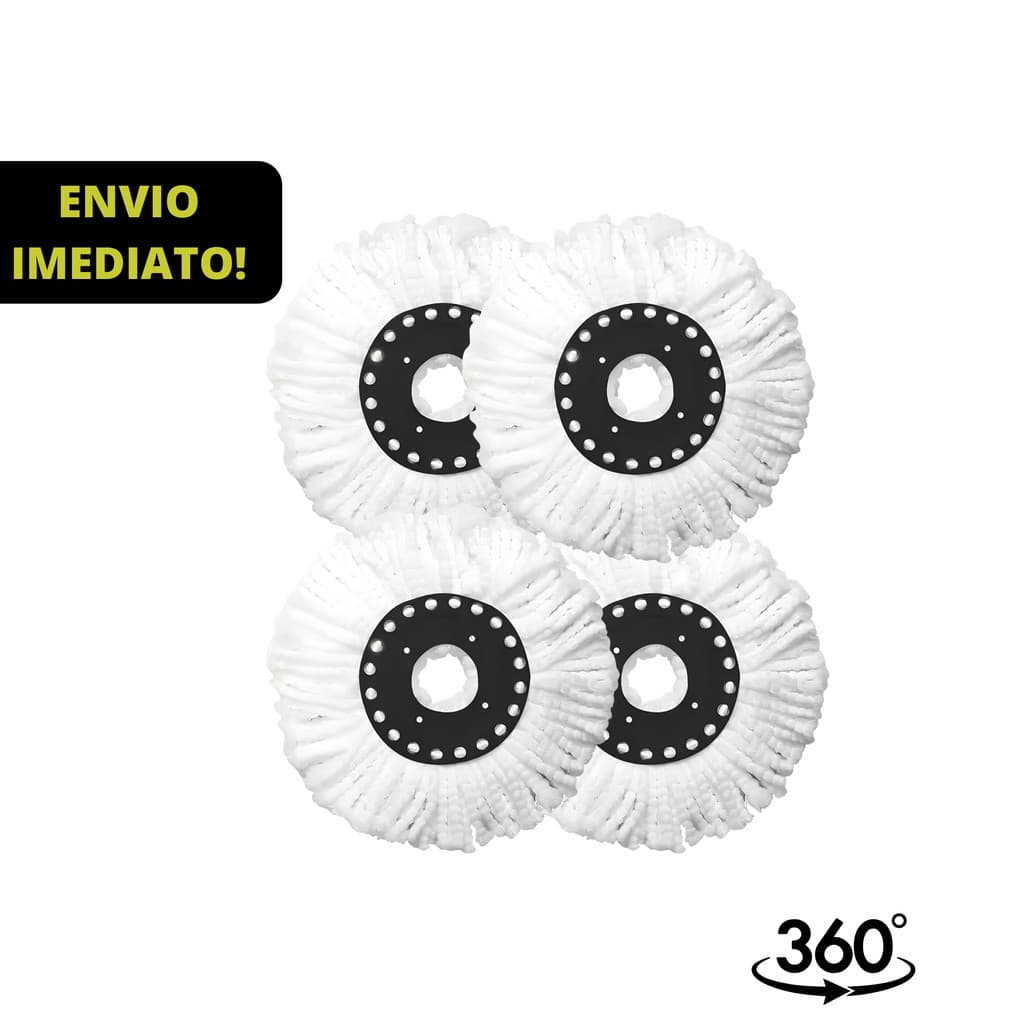 Kit 4 Refis mop 360 microfibra tamanho universal