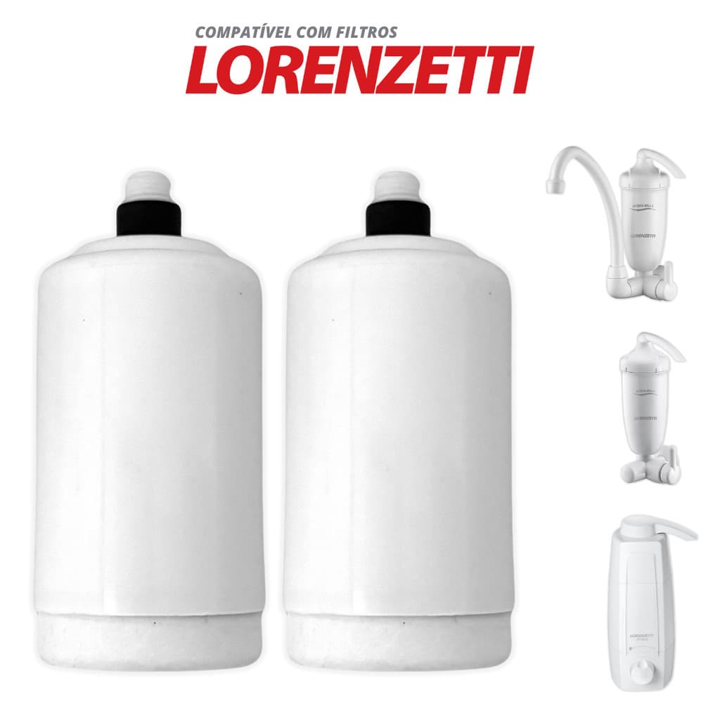 Kit 2 Refil Filtro Acqua Bella E Vitale Rv-01 Compatível Purificador Lorenzetti Carvão Ativado Água