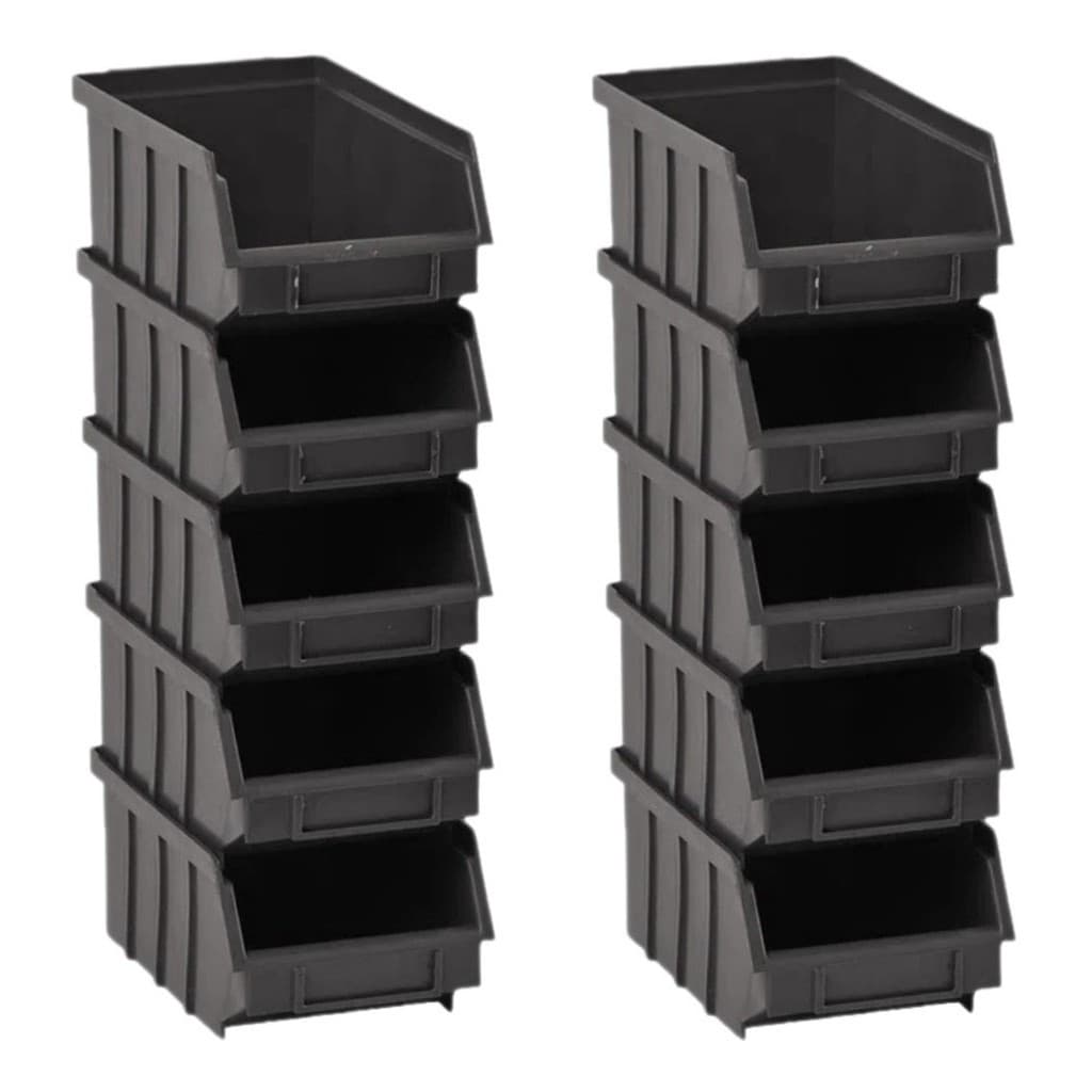 Caixa Plástica Organizadora Bin Nº3 Preto 10 Pçs