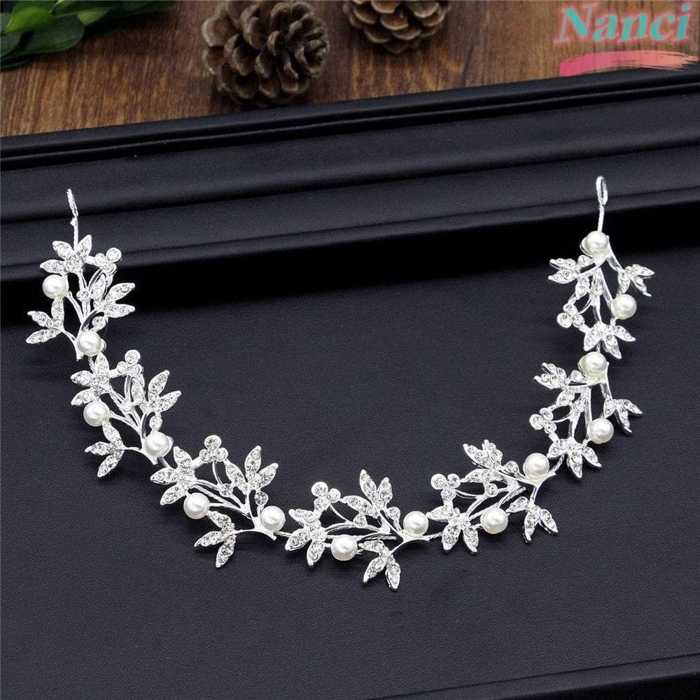 NANCI Rhinestone Fita De Noiva Feita À Mão Tiara