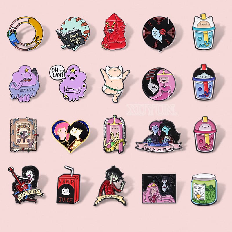 30 Estilos Anime Aventura Tempo Personagem Dos Desenhos Animados Broche Bubblegum Princesa Marceline Metal Emblema Roupas Lapela Pino Jóias Presente