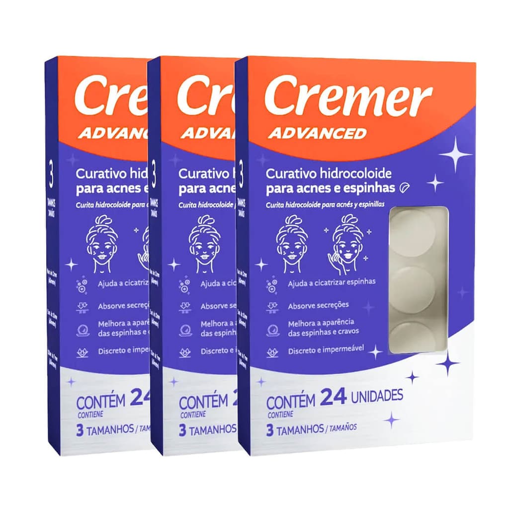 Curativo Hidrocolóide para Acne e Espinhas Advanced Kit com 3 caixas Cremer