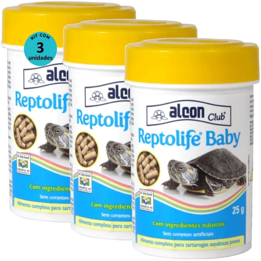 Alcon Club Reptolife Baby 25g Kit Com 3 Ração Para Tartaruga Aquática