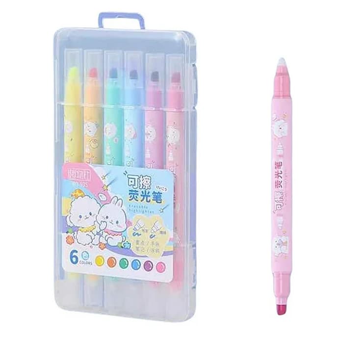 Kit De 6 Peças Marca Texto Apagável Com Multicores