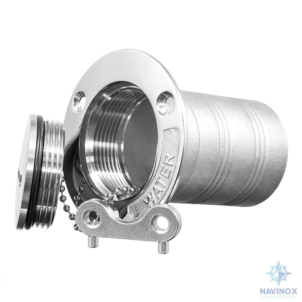 Bocal de Abastecimento Agulheiro para Água com trava e Vedação Fabricado em Aço Inox 316 38mm Barco Lancha e Iate