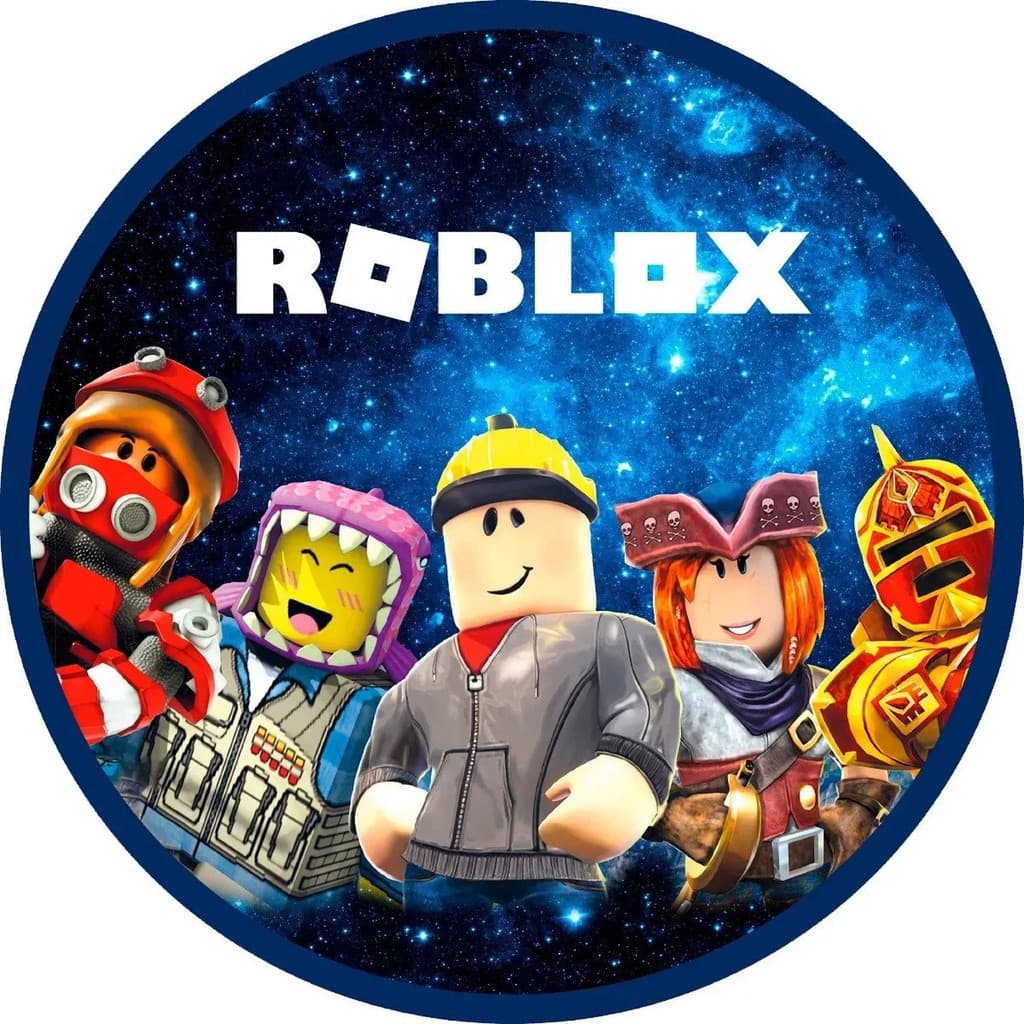 Capa de Painel Roblox Azul Menino e Menina Rosa Festa Redondo Tecido Sublimado 1,50x1,50m e 50x50cm Vários Moldelos