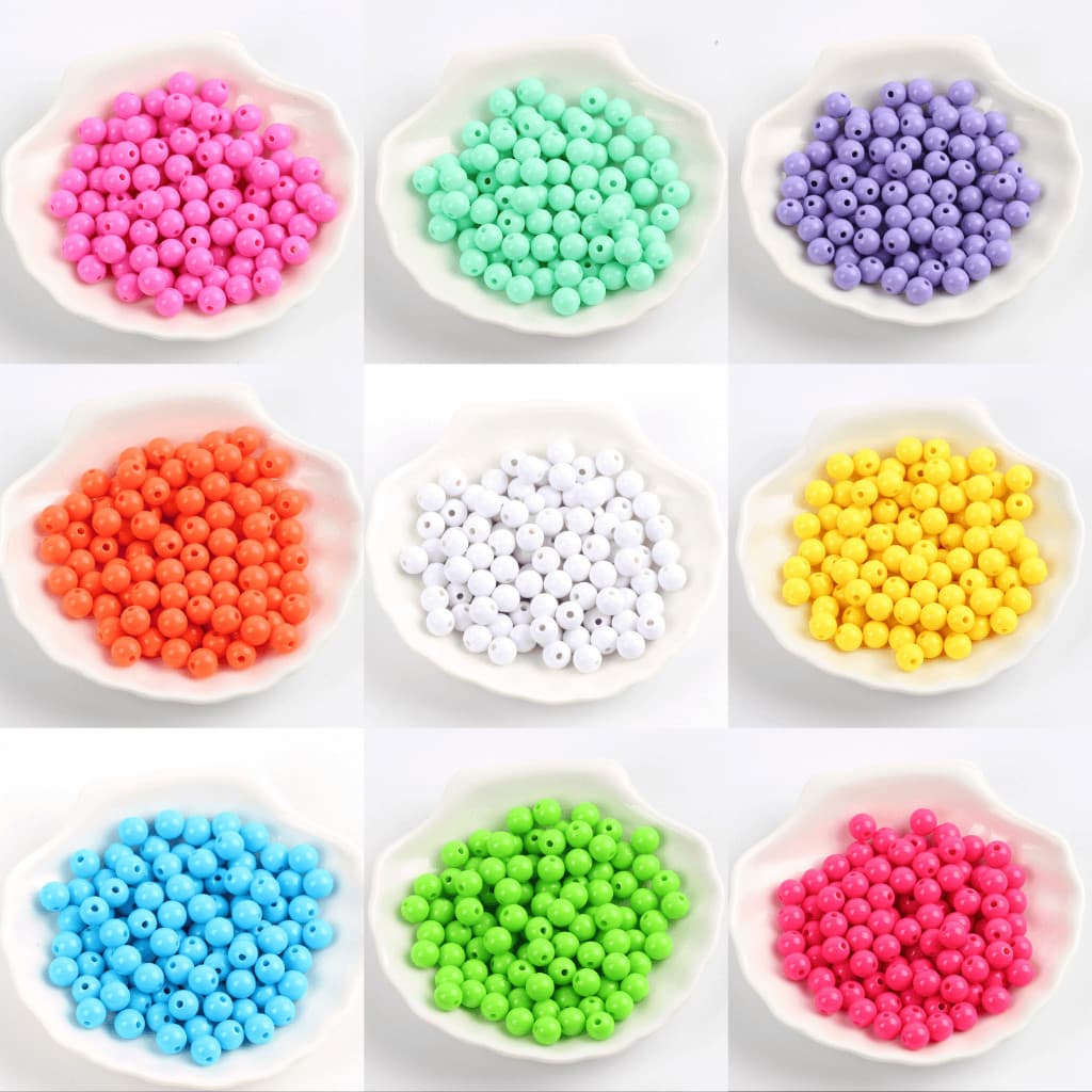 Bola Lisa Leitosa 8mm Miçanga Pulseira Infantil Bolinha Artesanato Missanga Bijuteria