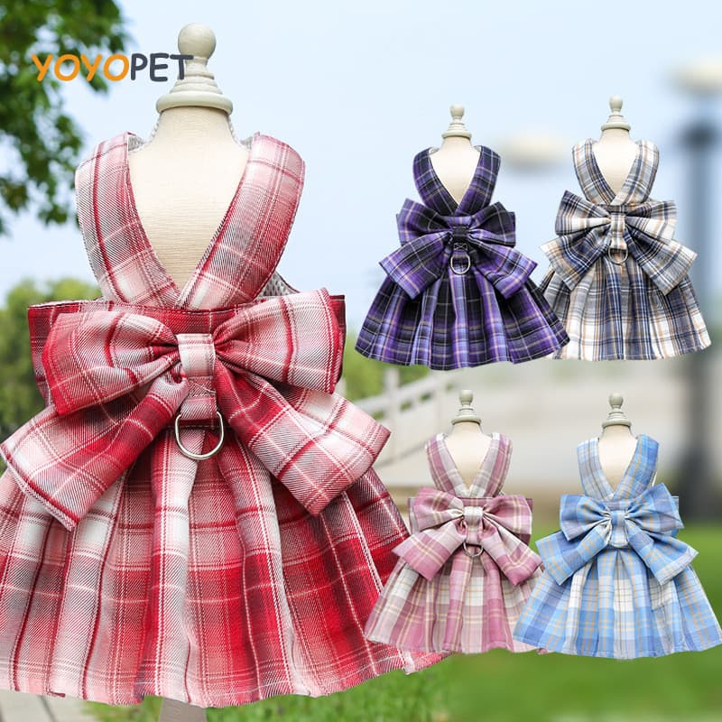 JK Dog Vestidos De Cachorro Com Trela Conjunto De Saia Anel De Roupas Para Cães Pequenos Médios