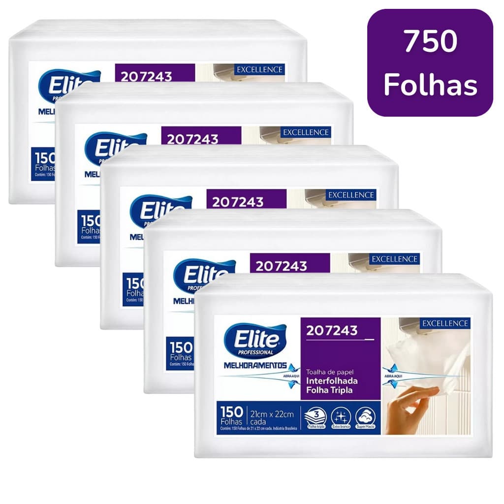 KIT Toalha de Papel Interfolhado Tripla ELITE 21x22cm 207243