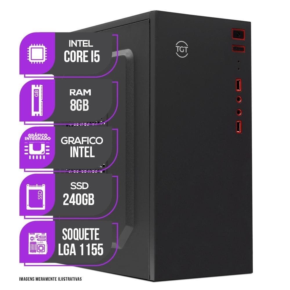 PC CPU Mancer, Intel Core I5, 8GB de Memória Ram, SSD 240GB + Adaptador WI-FI
