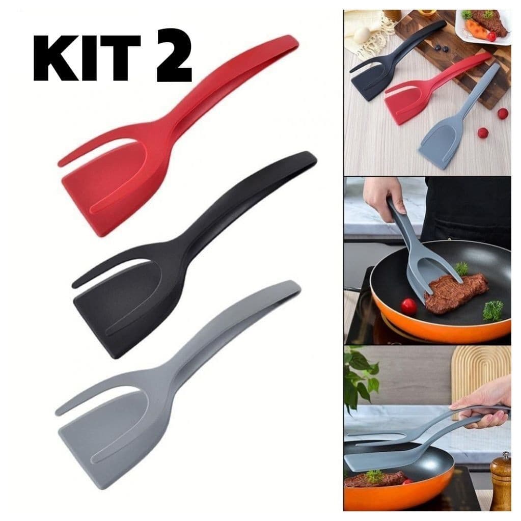 Kit 2 Espátula De Cozinha 2 Em 1 Multultizada Com Espátula Antiaderente Multiuso