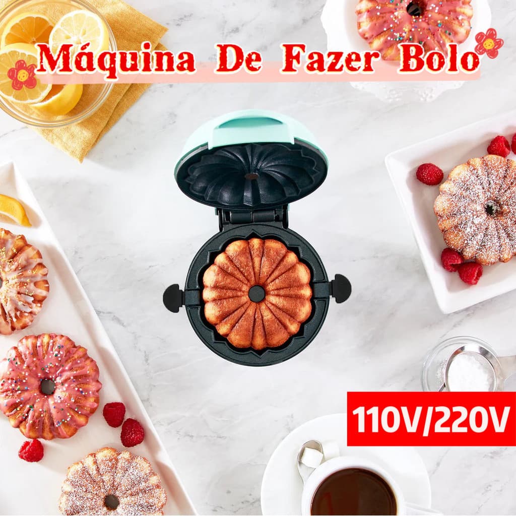 Mini Maquina De Fazer Bolo Bundt Maker 110v/220v 4 Cor