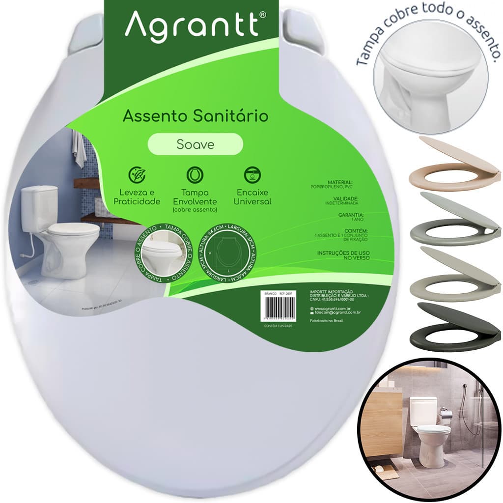 Assento Sanitário Tampa Vaso Soave Soft Oval Celite Tigre Astra Deca Logasa Icasa Incepa Agrantt