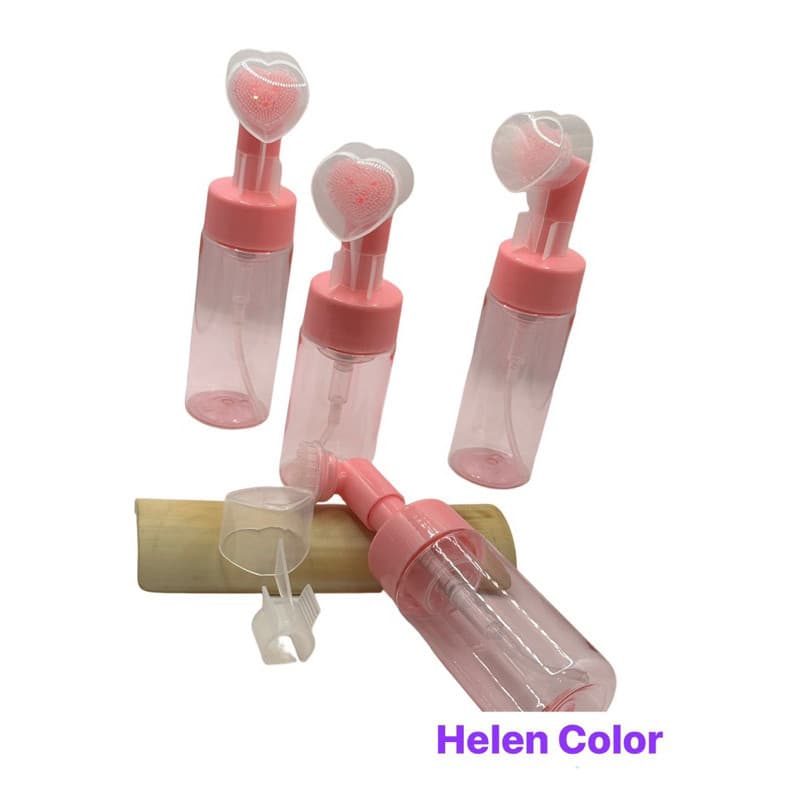 Frasco Pump Espumador Com Escova De Silicone em Coração Helen Color Para Limpeza Facial Skin Care . Og