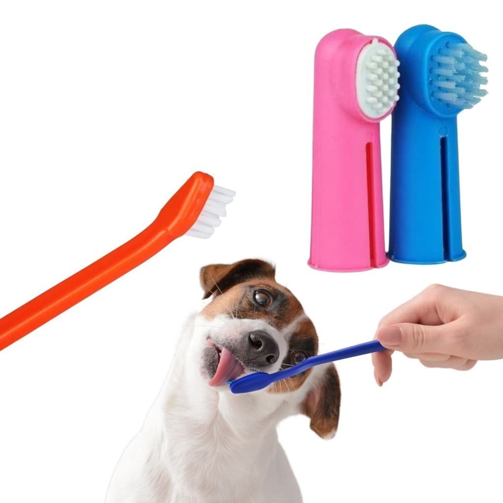 Kit 3 Escova de Dente para Cachorro Gato Escovas Dedal Higiene Pet