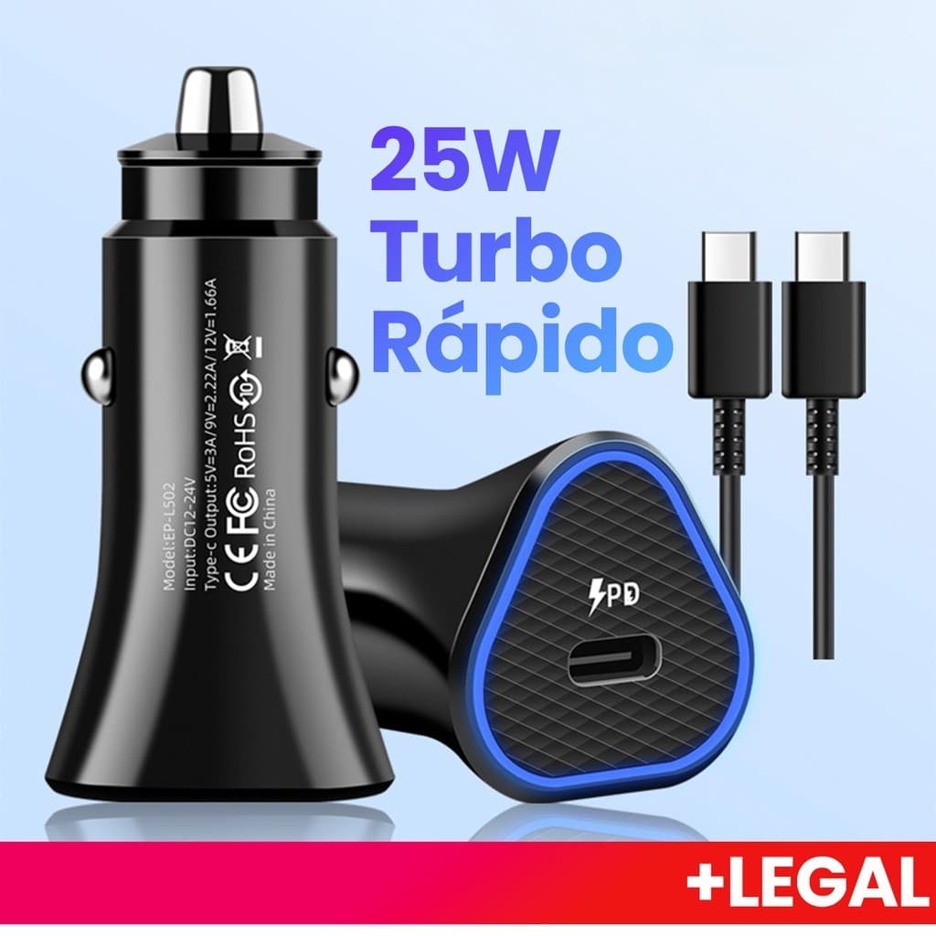 Carregador para Celular Veicular Carro Fonte entradas USB Turbo Rápido 25W Carregamento Rápido