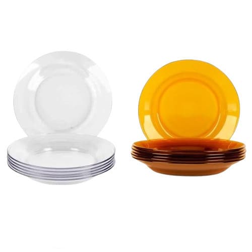 Prato De Vidro Fundo 23cm Kit Com 4 E Com 06 Peças