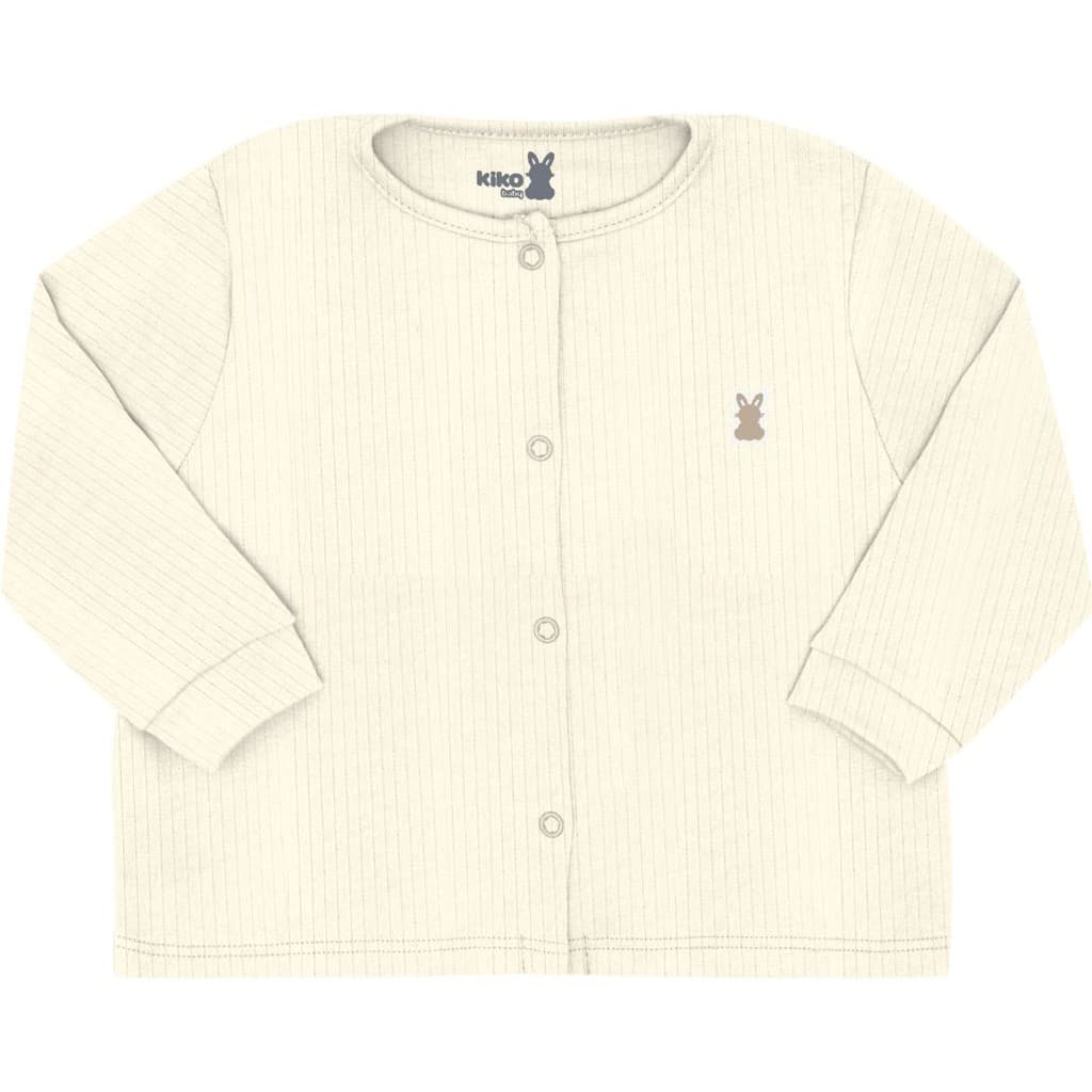 Casaquinho Bebê Canelado Kiko Baby Suedine 100% Algodão | Ideal para Dias Frios | Botão de Pressão