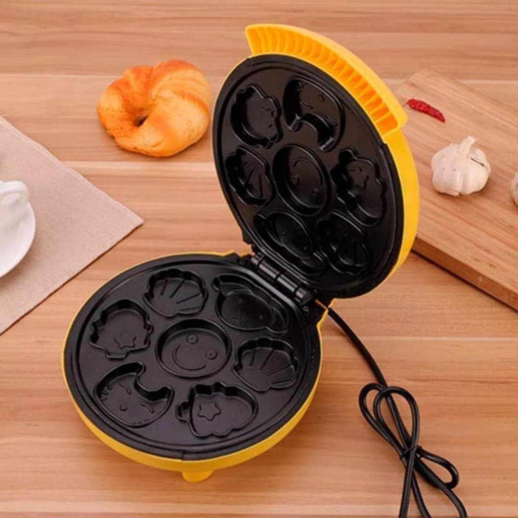 Maquina Mini Cake De Fazer Bolinhos Waffles Cor Amarelo 110V E 220V