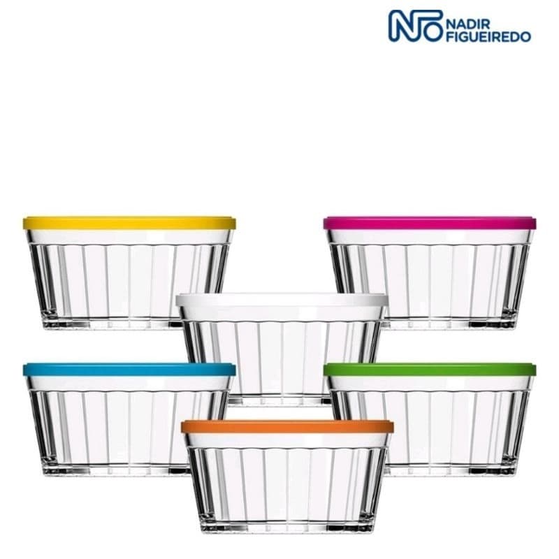 Kit 4 UNIDADES TIGELA AMERICANO COM TAMPA ,600 ML ,NADIR FIGUEIREDO