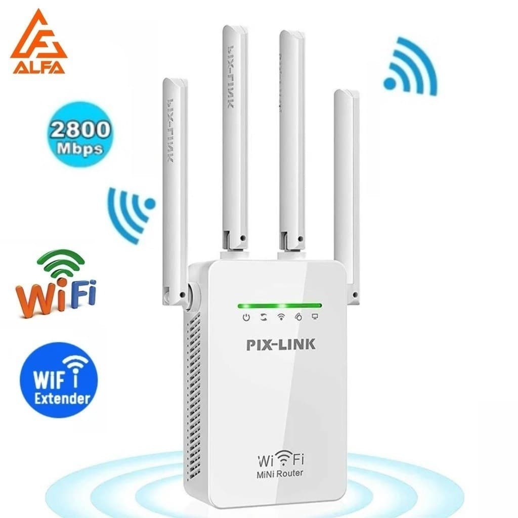 Repetidor Roteador Wifi 4 Antenas Amplificador De Sinal 2800M Pix-link