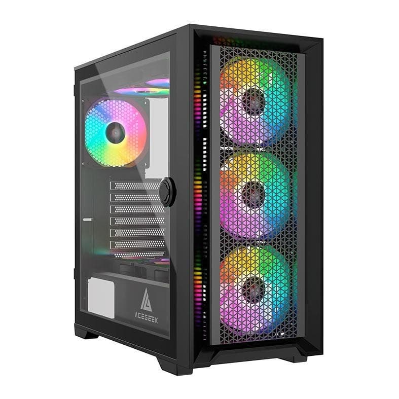 Gabinete Gamer Acegeek Tempest A370, Mid-Tower, Lateral de Vidro, Preto, AG-TEMPEST-A370-BK