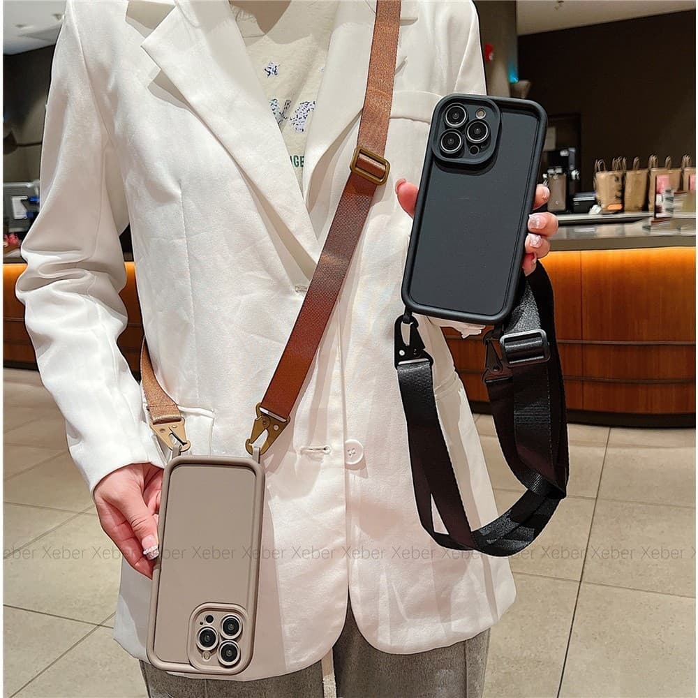 INS Crossbody Colar Cordão Caso De Silicone Macio Para iPhone 17 16 15 13 12 14 Pro Max Cor Sólida Mão-Livre Corda Capa