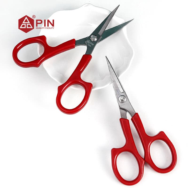 Tesoura De Bordado De Aço Inoxidável PIN [Cabeça Curva Ou Reta]-Vermelha De 13 Cm/5.12 " , Lâmina Afiada Para Tecido/Lin