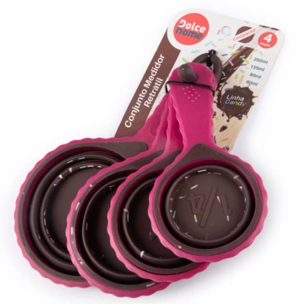 Kit 4 Medidores Colher Medidora Retrátil De Silicone