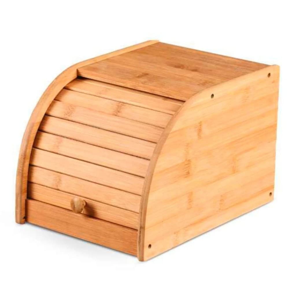 PORTA PÃO DE BAMBU COM TAMPA RETRÁTIL 20CM
