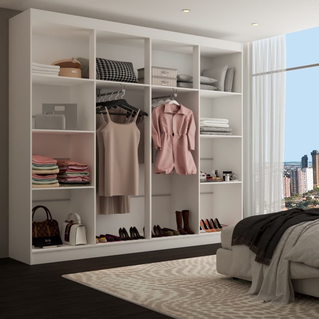 Closet Ele e Ela 8 Prateleiras Malbec Branco Fosco - Panorama Móveis