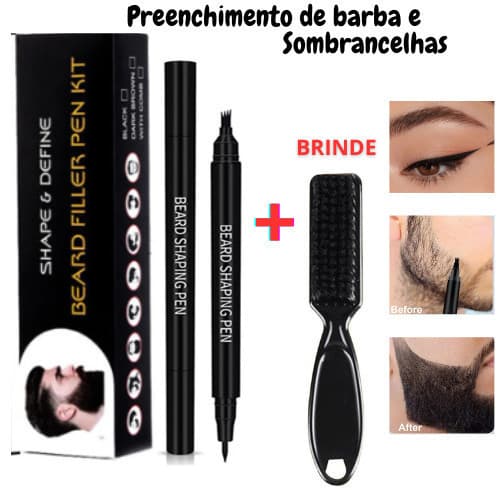 Caneta Preenchedor de Barba Falhas e de sombrancelhas + Escovinha Exclusivo Beard Pen pronto entregar