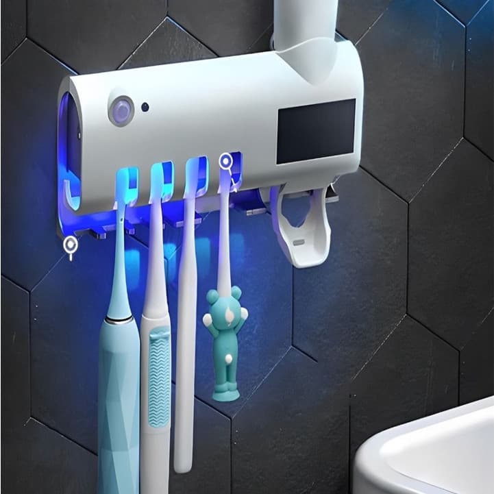 Aplicador Pasta de Dente Suporte Dispenser Escova Automático Com Esterilizador Uv