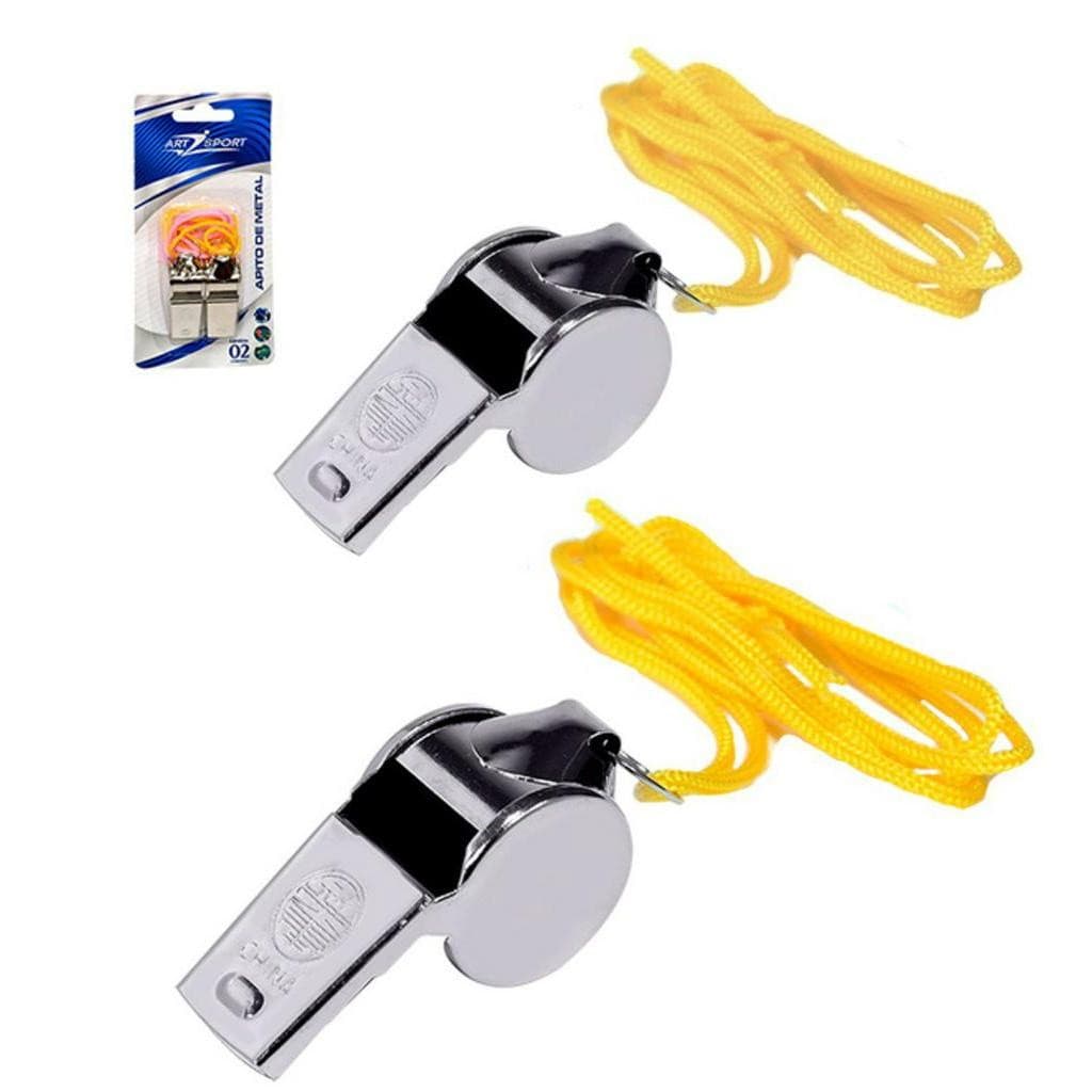 Apito de Metal Profissional com cordao - 2 unidades