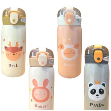 Garrafa Térmica de Bichinho em Inox 350ml Adulto e Infantil Trabalho Escola Academia