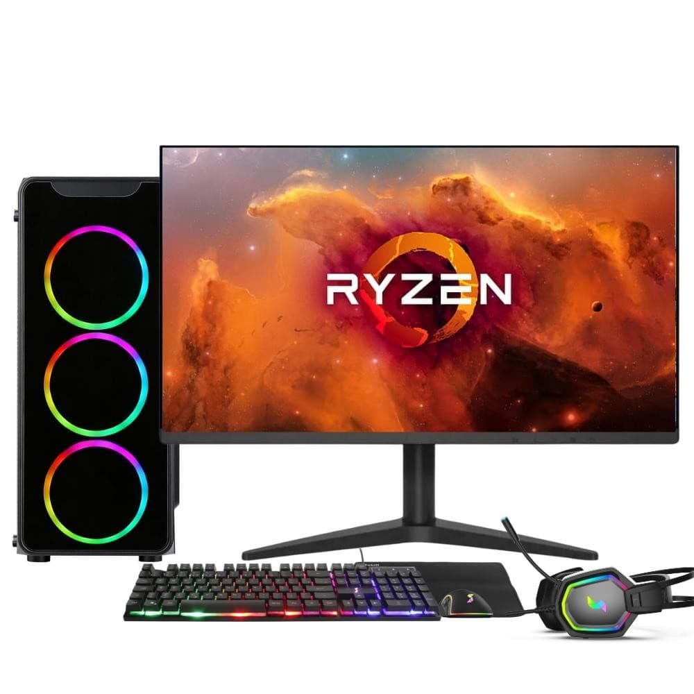PC Gamer Completo AMD Ryzen 7 5700G, 16GB DDR4, SSD 512GB, 500W, Monitor 21.5" 75Hz, 3green Force - 3F-016