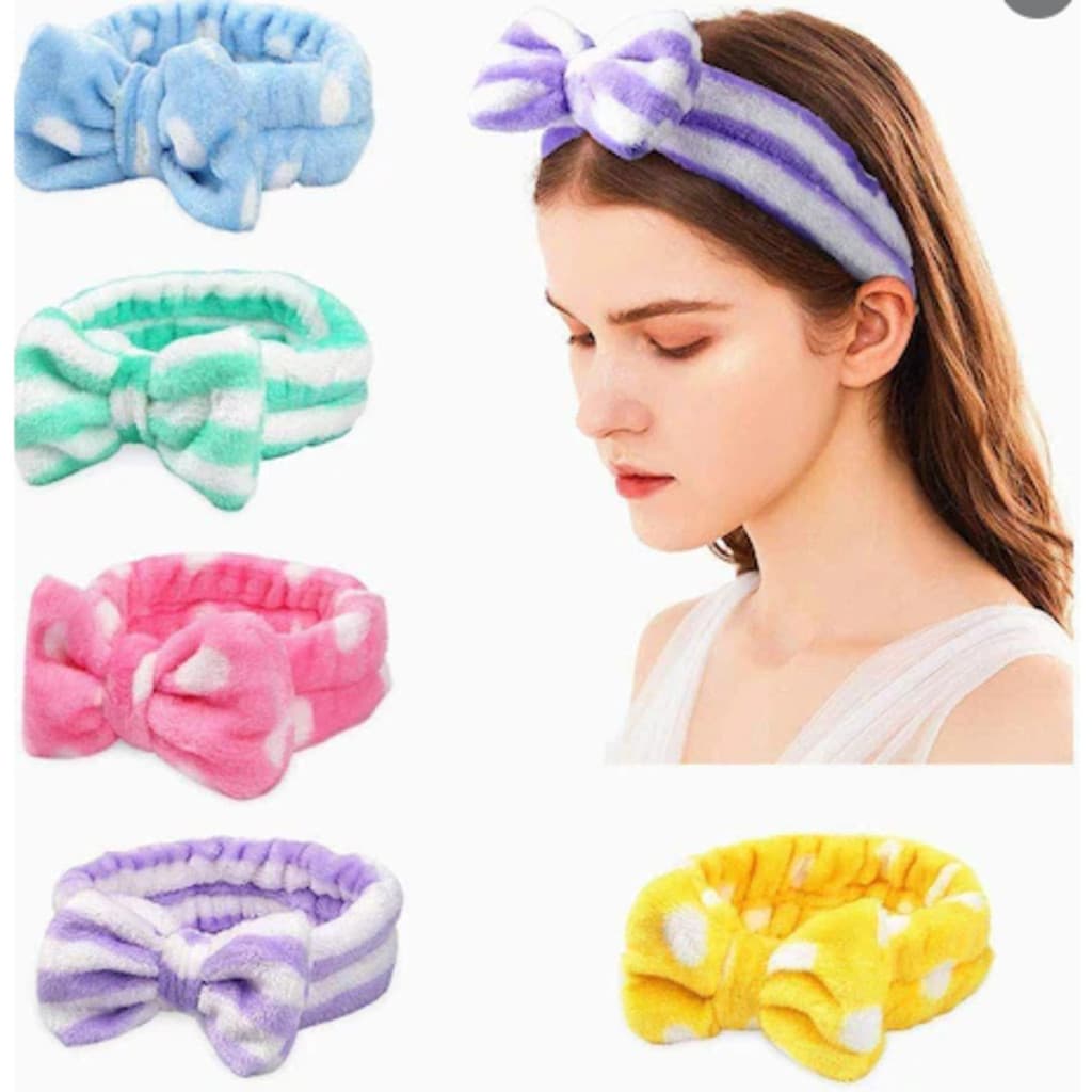 KIT 4 unidades Faixa Laço Maquiagem Makeup Toalha Tiara Cabelo Rosto Limpo-INLIS ANA