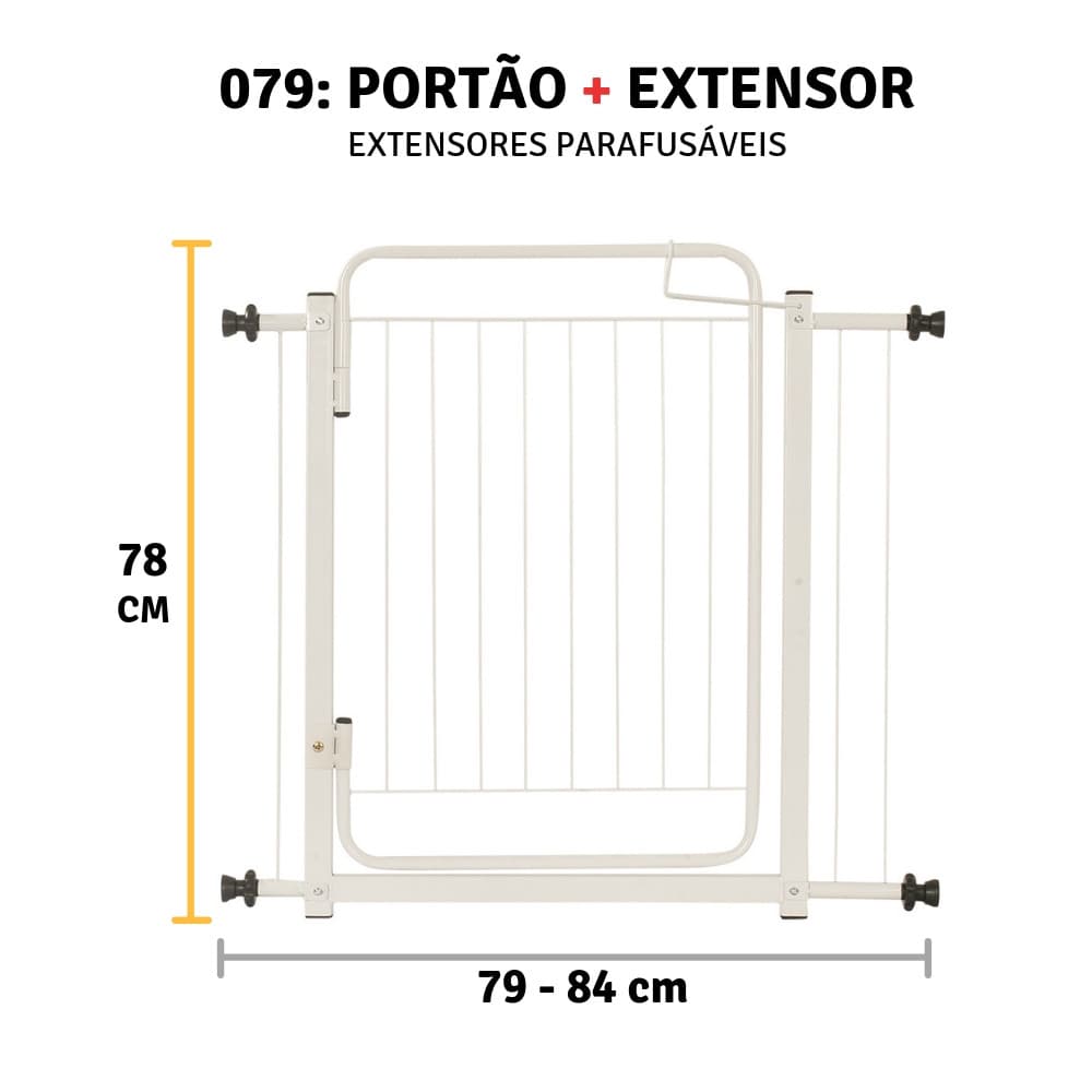 Grade De Porta Portão De Proteção Criança Pet Segurança 79/84 Cm