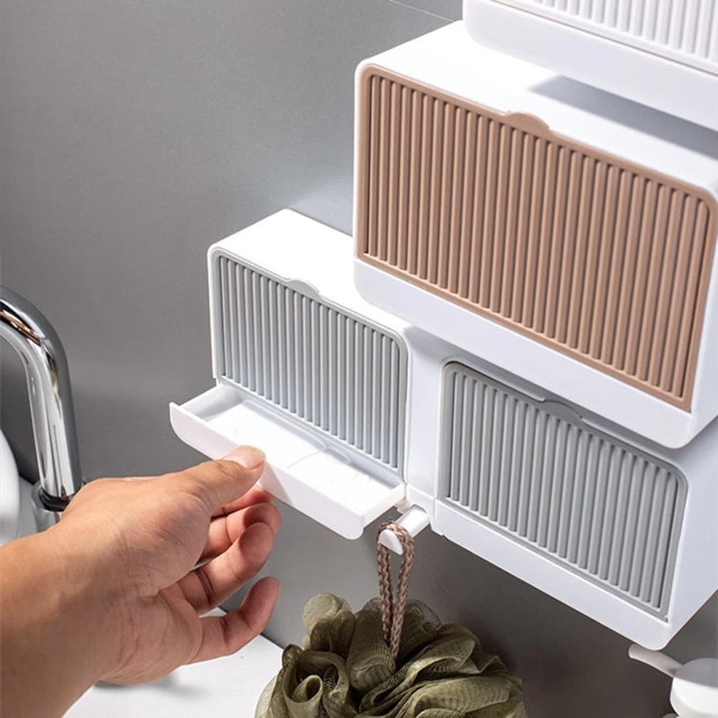 Dupla Saboneteira Suporte Parede Sem Furar Porta Sabonete Fixação com Adesivo