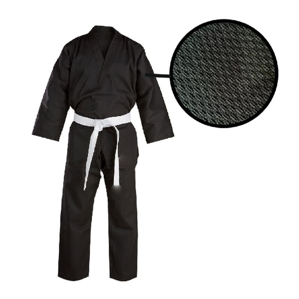 Kimono Infantil Trançado Preto Leve Liso + Faixa Pano
