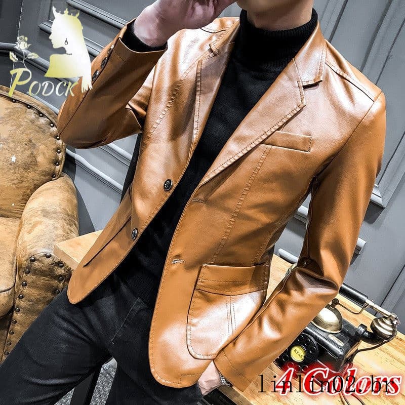 Plus Size M-3xl homens moda PU couro slim fit terno blazer jaqueta primavera outono inverno