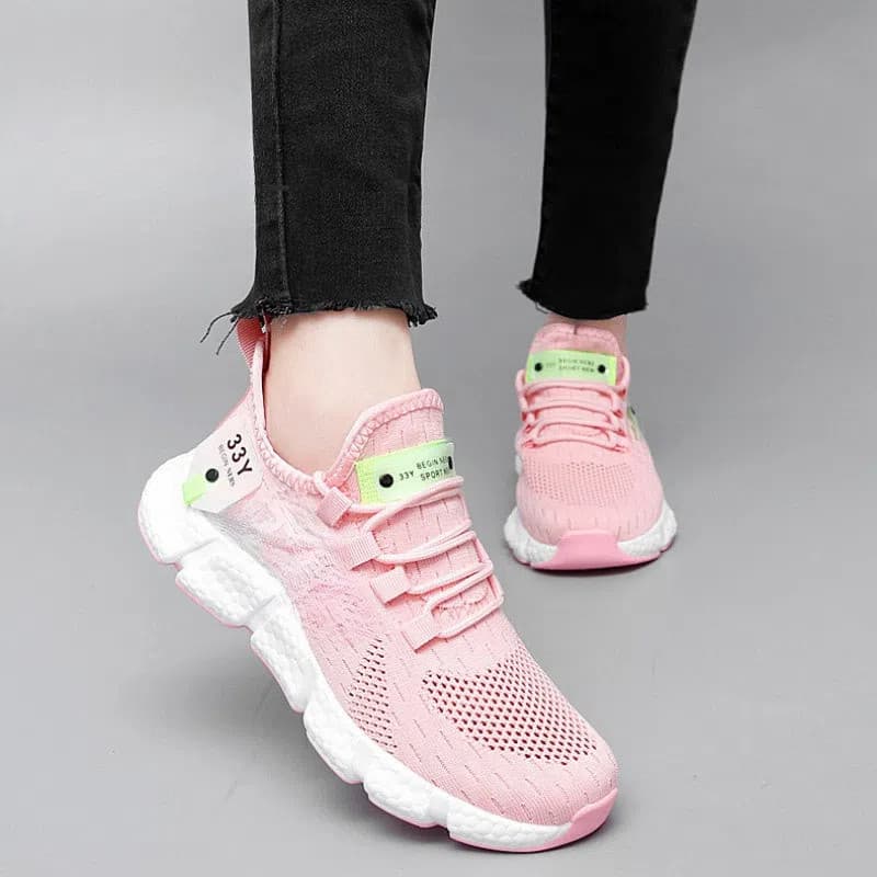 Moda Casual casal sapatos esportivos tênis de corrida vôo tecido respirável malha leve Casual masculino 36-46