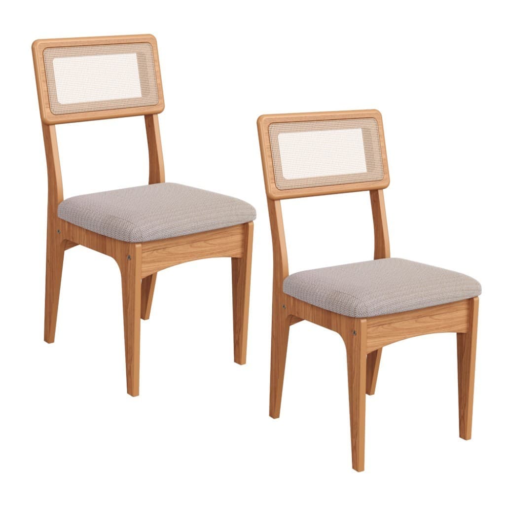 Kit 2 Cadeiras com 100% Mdf Freijó/Bege Claro J20 - Dalla Costa