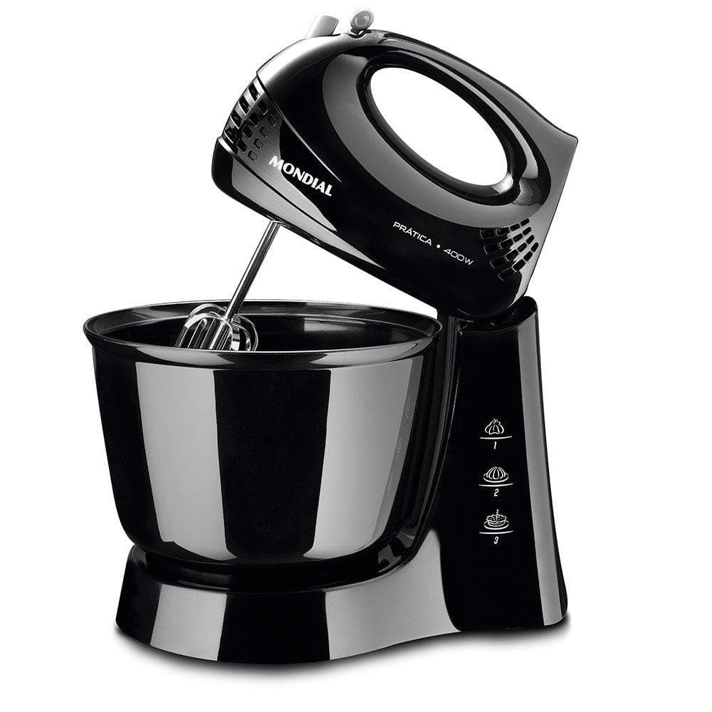 Batedeira Mondial Prática B44B | 3 Velocidades + Turbo, 1 Tigela, 400W, Preta