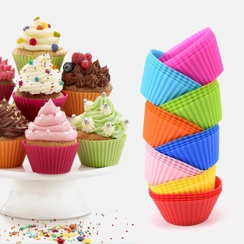 Mini Forma de Silicone para Cupcake Bolo Gelatina e Mini Muffin 12 Peças