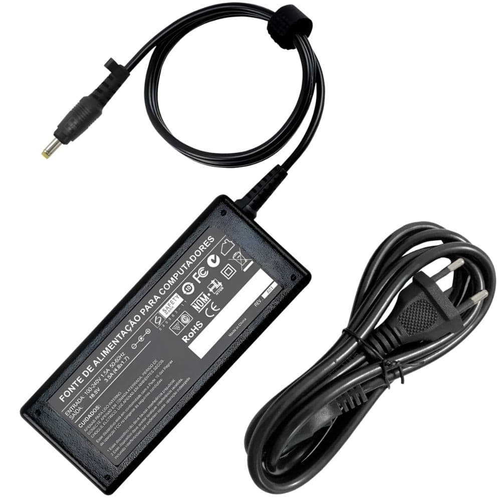 Fonte Carregador 18.5v 3.5a 65w Notebook Compatível com HP Pavilion dm4 ProBook 430 820 G1 250 G4