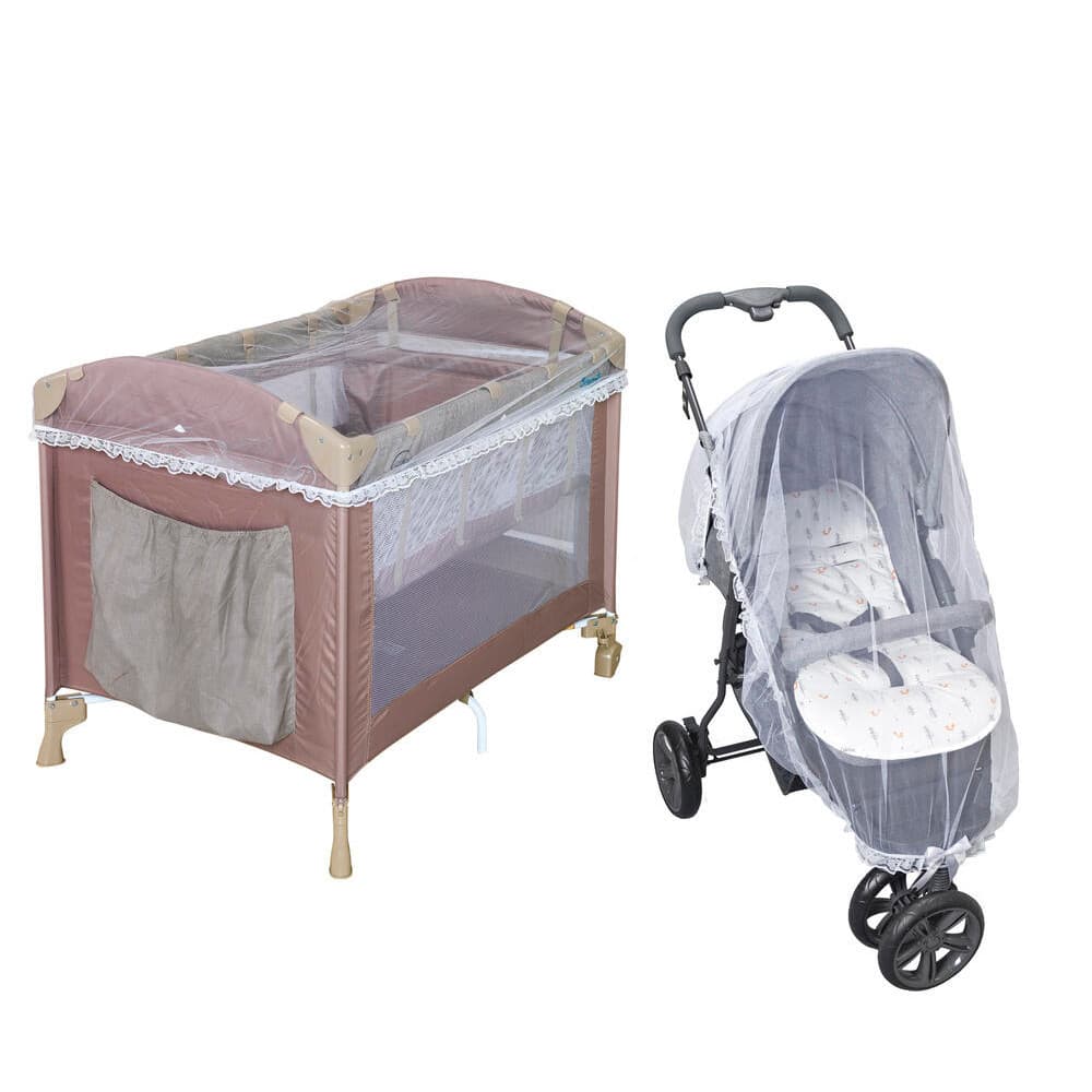 Mosquiteiro De Carrinho E Cercadinho Branco Detalhes Em Renda Batistela Baby - 1 Peça 1,00m x 1,45m