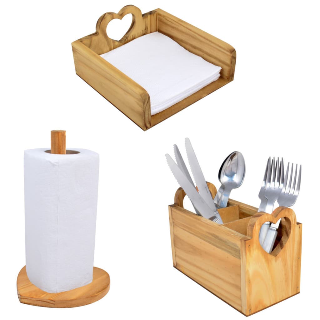 Kit Organização Cozinha Porta Papel Toalha Porta Talheres e Porta Guardanapo Suporte Bancada