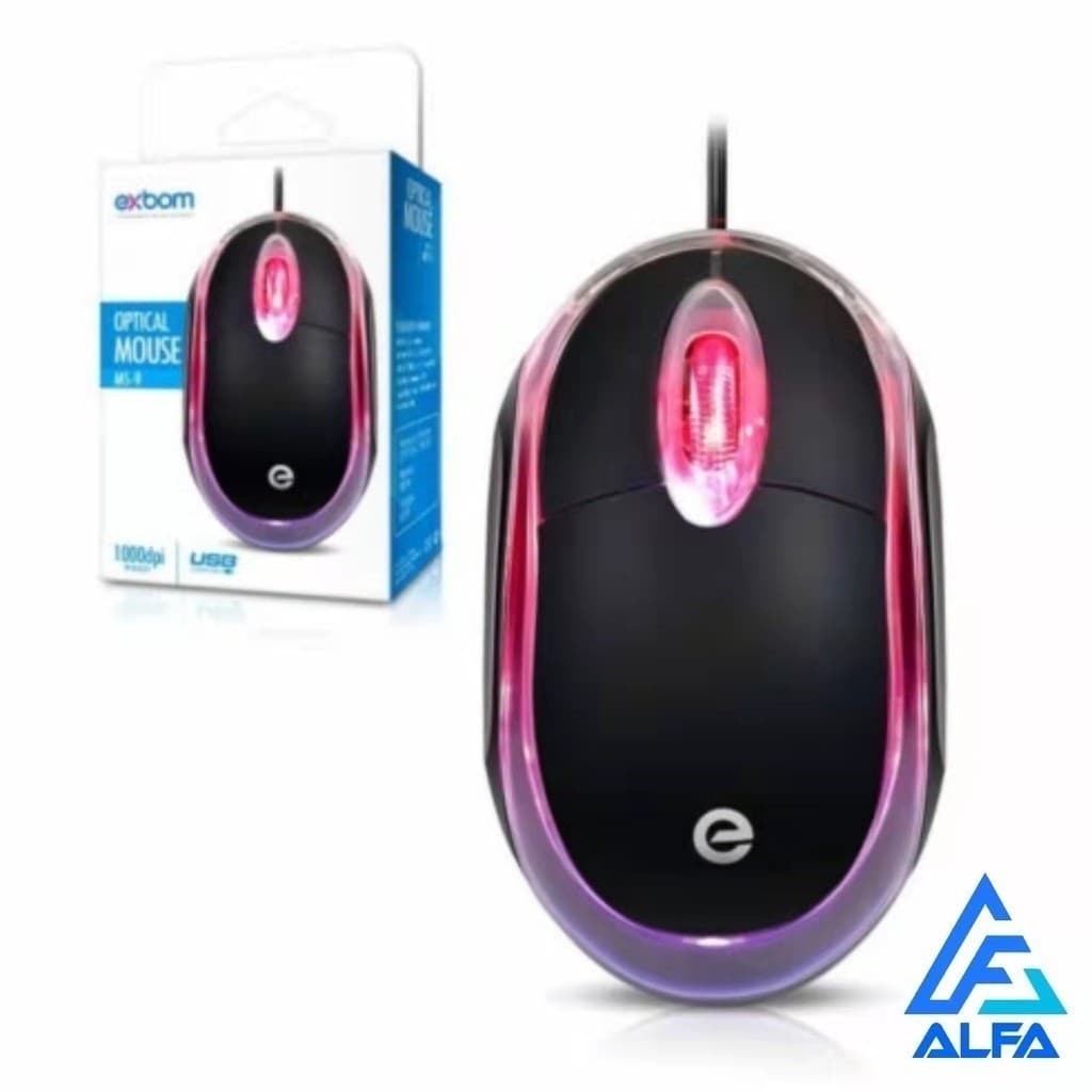 Mouse USB óptico MS-9 com Led Mini Preto