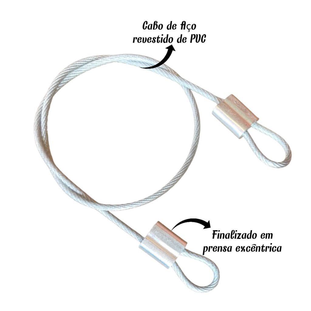 Lacres de Segurança 35cm em Cabo de Aço Revestido - Bolsa Mala Capacete Bike Estrobo